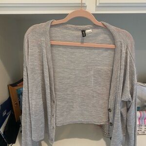 H&M Light Gray Button-Front Cardigan